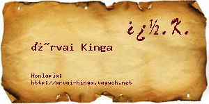 Árvai Kinga névjegykártya