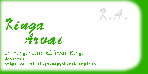 kinga arvai business card